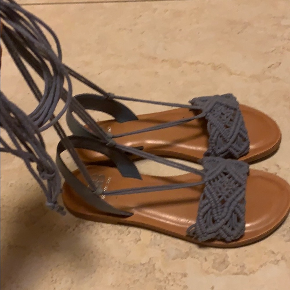 Crochet Light Blue lace up sandals